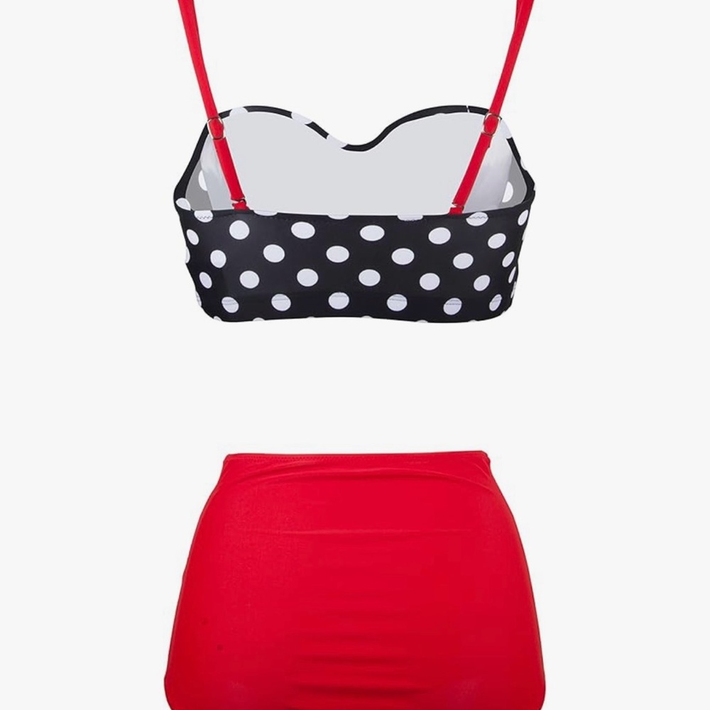 Red and black polka dot bikini - Picture 2 of 3